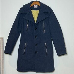 Diesel Vintage Y2K Navy Wool Blend Coat Made in Italy Size M